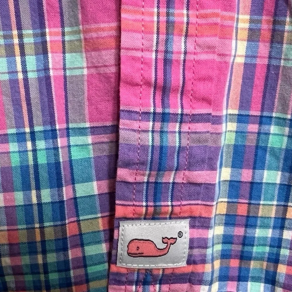 Vineyard Vines Mens XXL Slim Fit Murray Shirt Pink Blue Plaid Cotton 1W1997